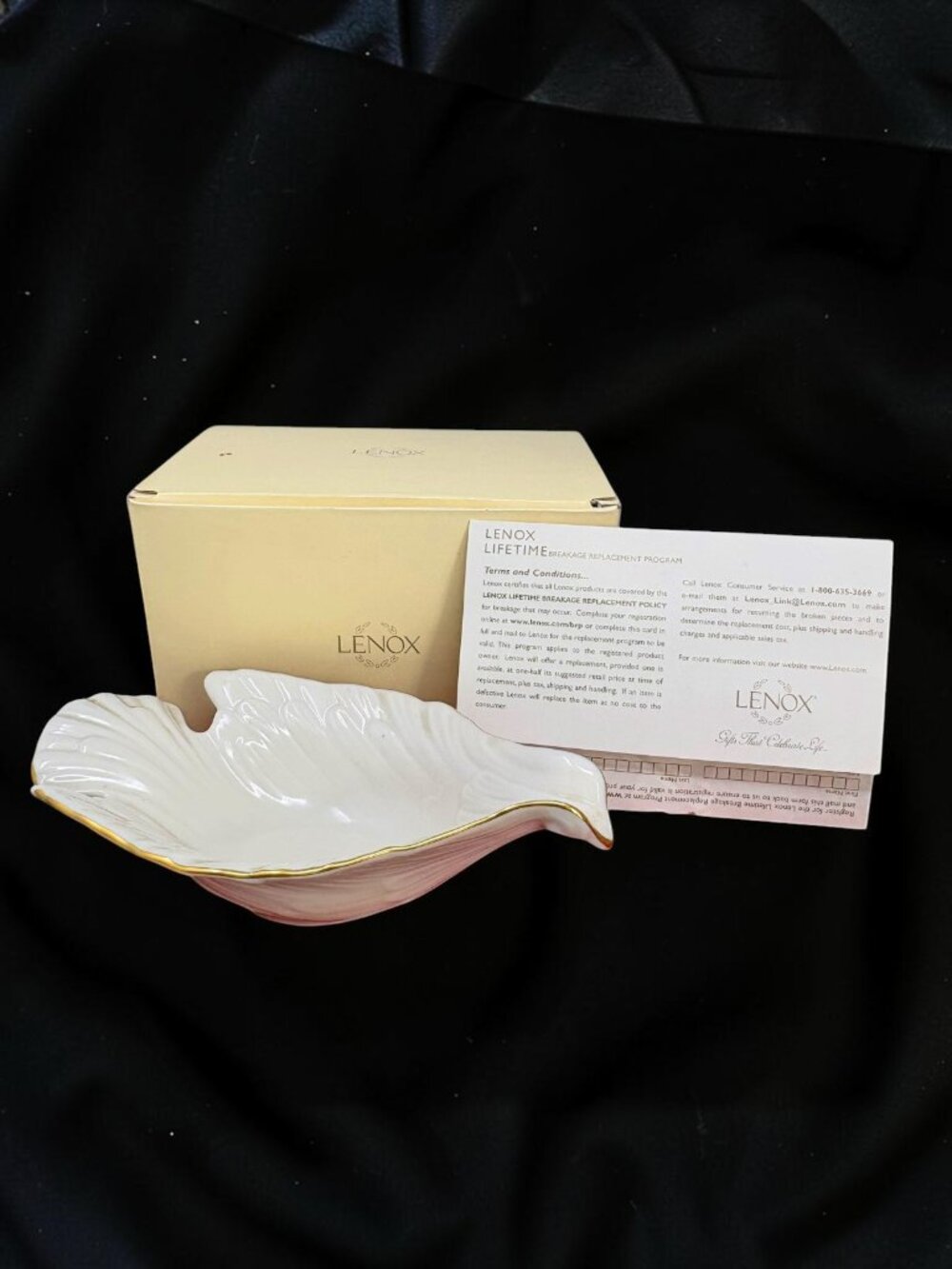 Vintage LENOX Dove Ivory Porcelain 24K Gold Trim MCM Dish 1983
